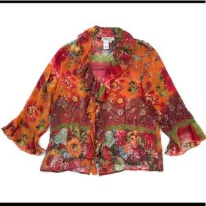 Coldwater Creek Silk Peasant Top Size L Blouse